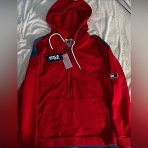 Tommy Hilfiger Red and White Hooded Sweatshirt